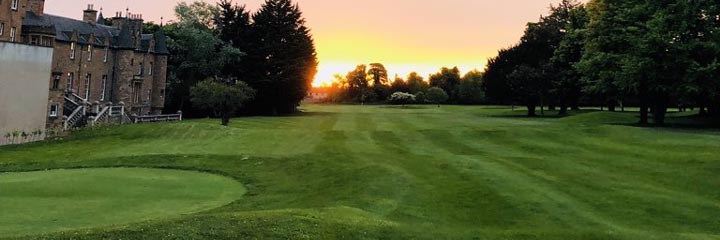 Sunset over Royal Musselburgh golf course near Edinburgh