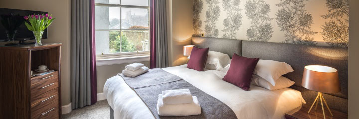 A classic double bedroom at the Ardgowan Hotel