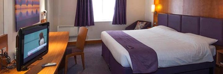 A double bedroom at the Premier Inn Aberdeen Anderson Drive
