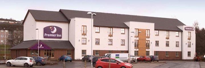 An exterior view of the Premier Inn Dumbarton, Loch Lomond Hotel