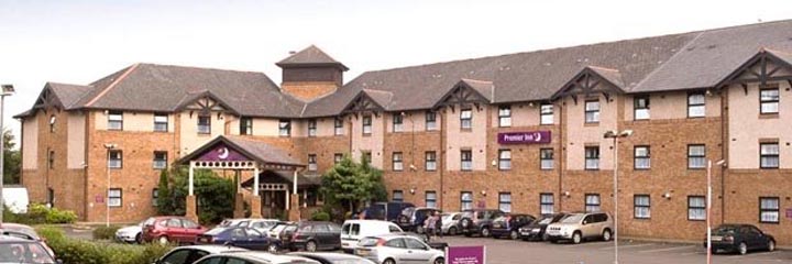 An exterior view of the Premier Inn Glasgow Airport hotel