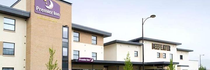 An exterior view of the Premier Inn Stirling City Centre hotel