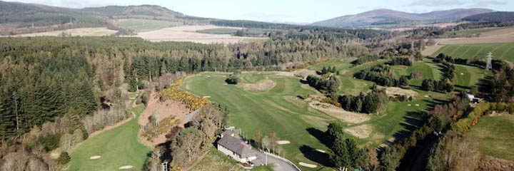 An aerial view over Alness golf course in the north of Scotland