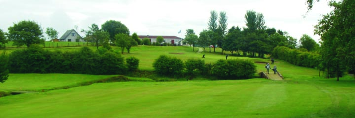 Looking up the 18th hole at Ardeer Golf Club
