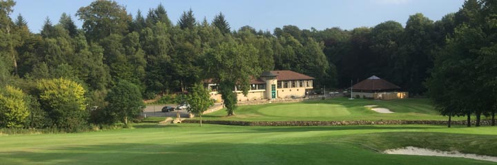 The 18th hole and clubhouse at Balbirnie Park golf course in Fife