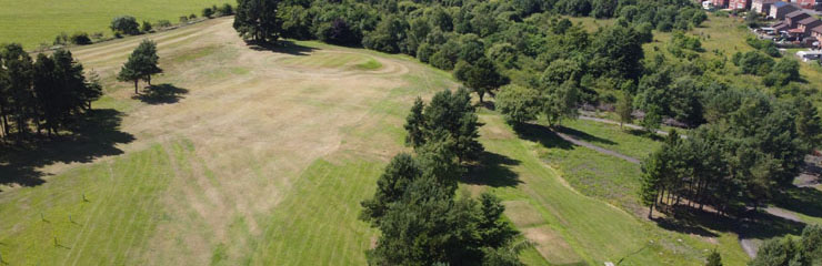 An aerial view of Braes Golf Centre golf course, Falkirk