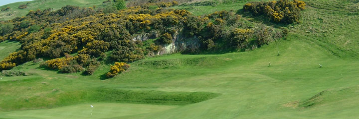 A view of the sloping terrain and extensive gorse on the Braid Hills No 1 course on the south side of Edinburgh