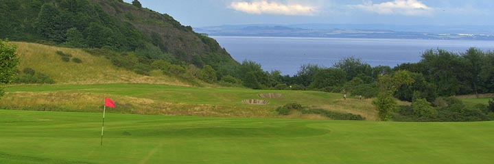 The 14th and 6th holes at Burntisland golf course
