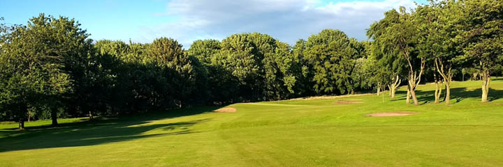The 3rd hole of the 9 hole parkland Cupar Golf Club, looking up the fairway towards the green