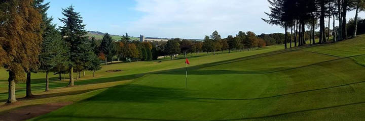 The 8th green at the parkland Cupar Golf Club in Fife