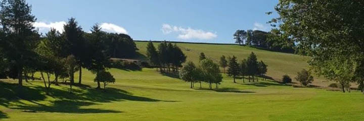 The fairway of the 9th hole at the 9 hole parkland course at Cupar Golf Club in Fife.