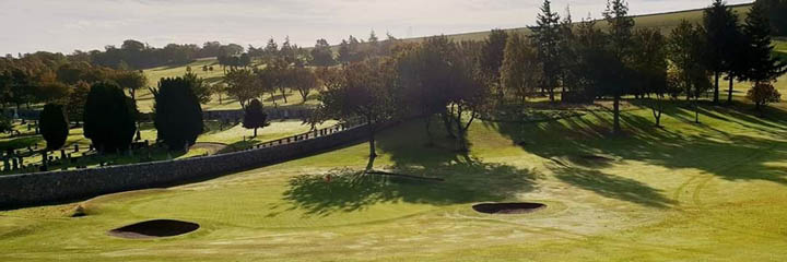 Looking down on the 9th green of Cupar Golf Club in Fife.