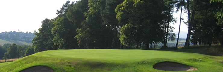 The 14th green at Dunblane New Golf Club from the tee