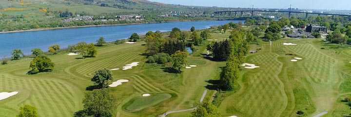 A view of Earl of Mar golf course at the Mar Hall Resort, alongside the River Clyde with the Erskine Bridge in the background