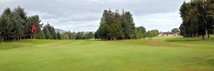 Looking down the 18th hole from the 17th green at Inverness Golf Club