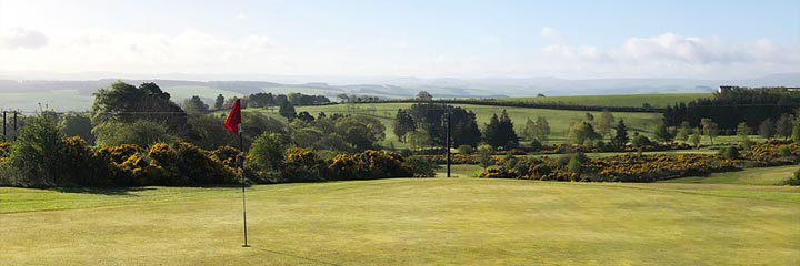 A view from Jedburgh Golf Club in the Scottish Borders with views of the Cheviot Hills