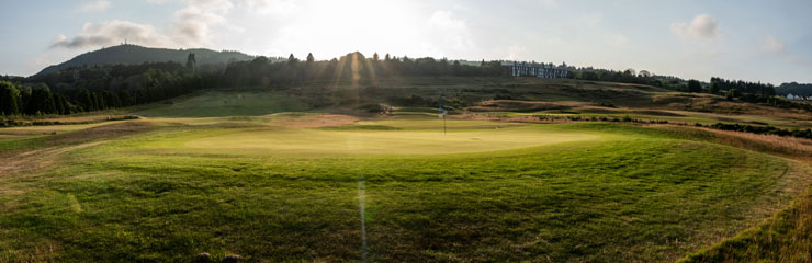 a view across the 10th green at the Kings Golf Club course, Inverness