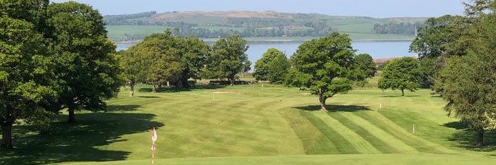 Looking from the 11th green at Largs Golf Club across the Clyde to the Isle of Cumbrae