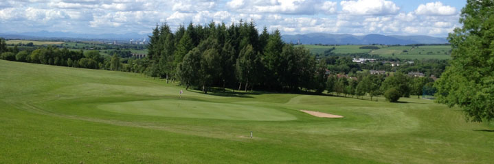 Looking down onto the 3rd green at Linlithgow Golf Club from the 4th fairway