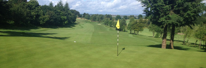 Looking down the fairway of the 12th hole at Linlithgow golf course from the green
