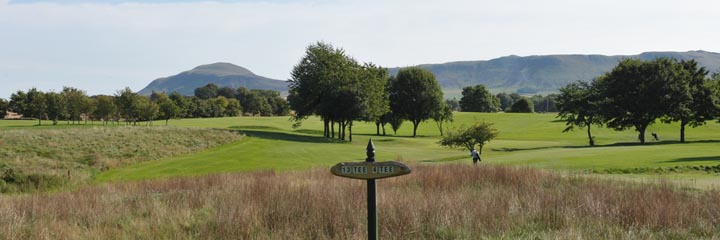 Looking across the parkland Milnathort golf course to the hills beyond