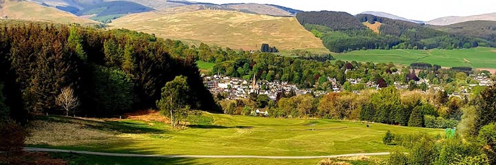 A view towards the town of Moffat from Moffat golf course