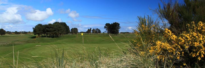 The 17th hole of the Medal course at the Monifieth Links