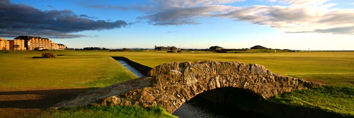 The Swilcan Bridge at the 18th hole of the Old Course, St Andrews