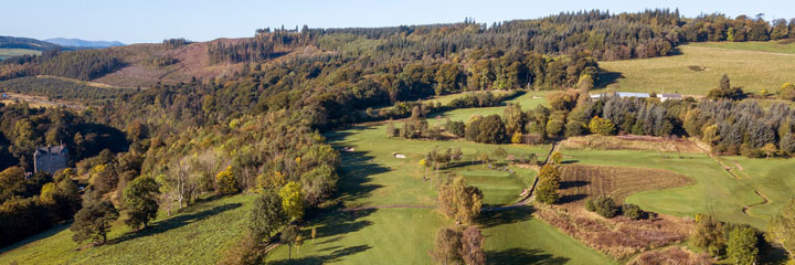 An aerial view of the Peebles golf course