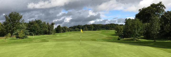 The view back down the 14th hole of Pitreavie Golf Club from the green