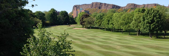 Prestonfield Golf Club looking across the course to Salisbury Crags