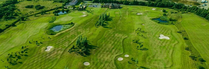 An aerial view of Pumpherston golf course