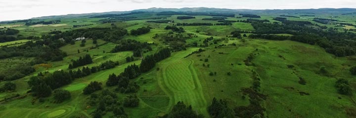 An aerial view of Ranfurly Castle golf course