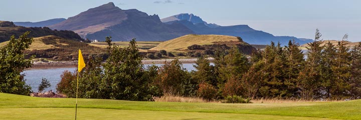 The 9th and 18th hole at Isle of Skye Golf Club