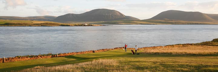 Stromness golf course with North Hoy in background