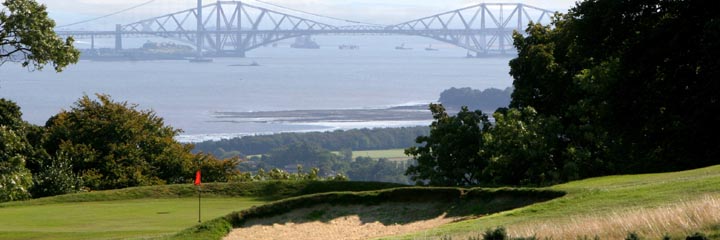 The view from West Lothian Golf Club across the Firth of Forth to the Forth Bridge