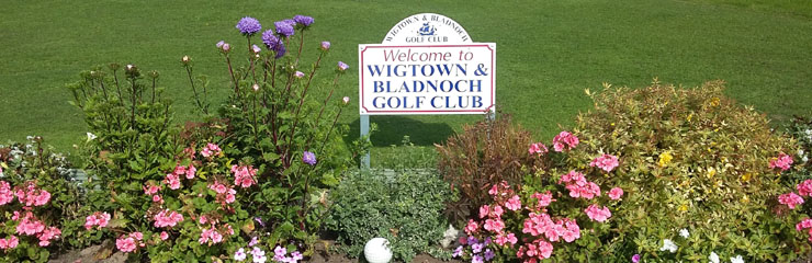 The welcome sign at the 1st tee at Wigtown and Bladnoch Golf Club
