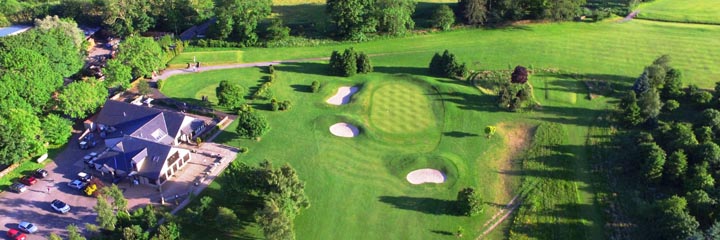 An aerial view of the 18th at Woll Golf Club