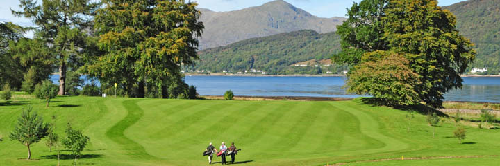 A view over Woodlands golf course near Ballachulish at the top of Loch Linnhe