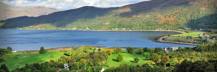 A view over Woodlands golf course across Loch Linnhe by South Ballachulish